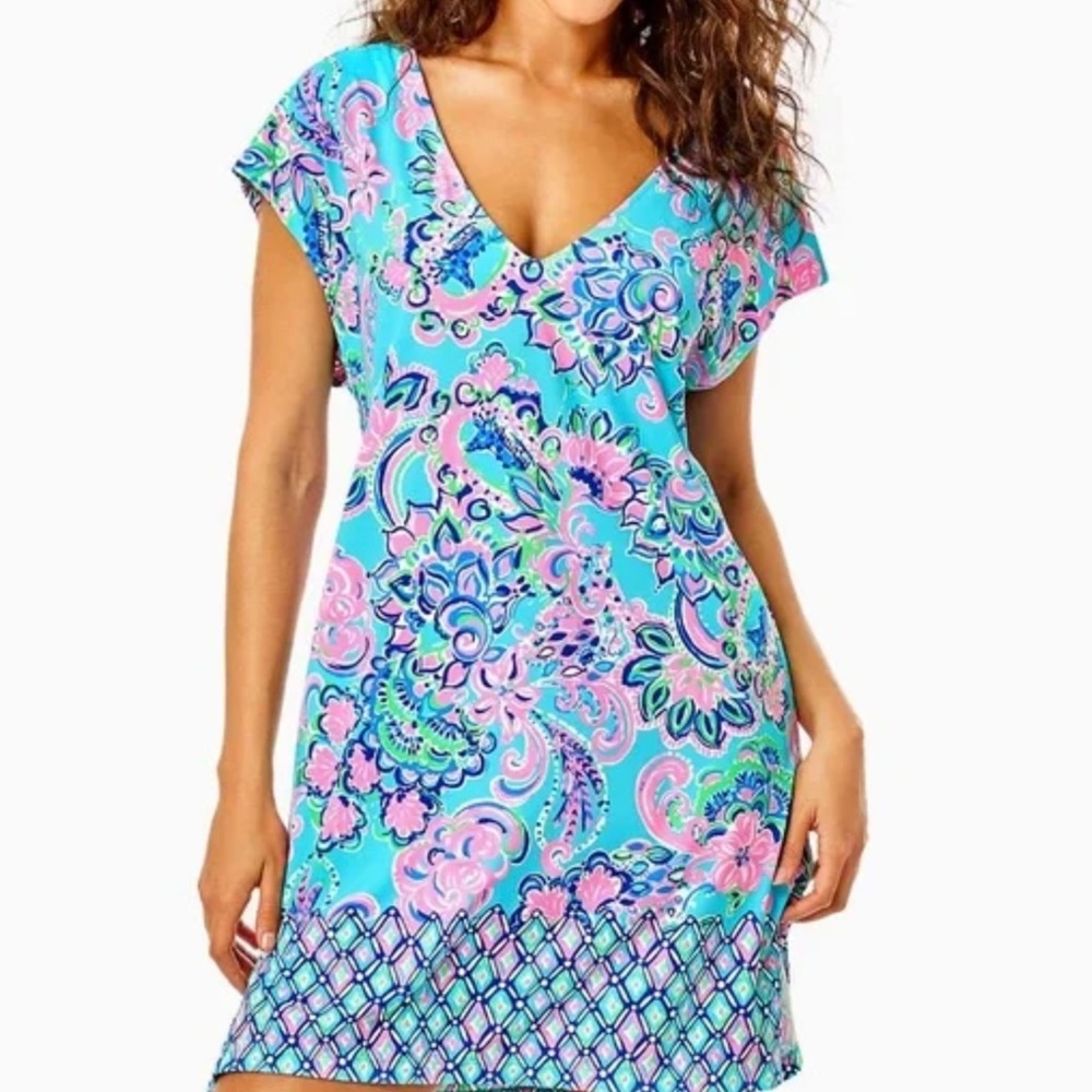 Lilly Pulitzer Talli Blue Horizon Jungle Sunrise Engineered Coverup